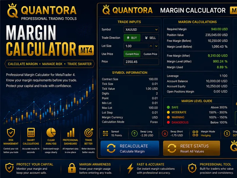 Quantora Margin Calculator MT4: Professional Margin Requirement Calculator expert MT4