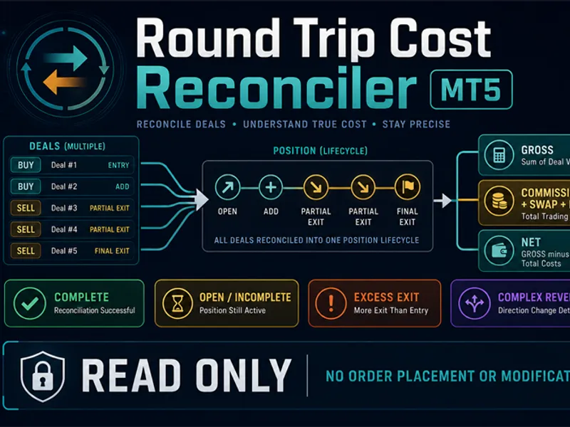 Round Trip Cost Reconciler MT5 expert MT5