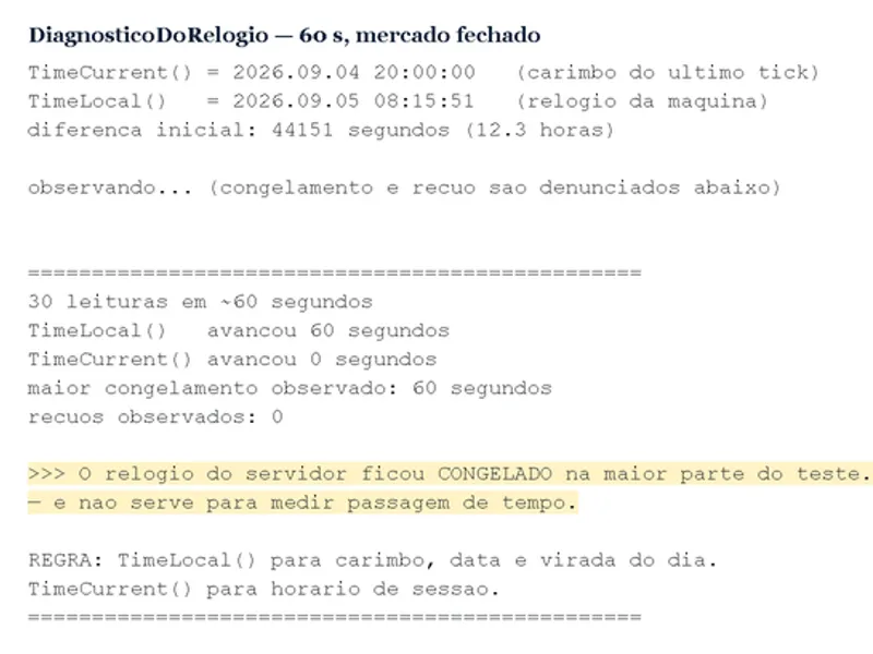 Clock Diagnostic: Identifying Time Current() Freezes and Step Backwards script MT5