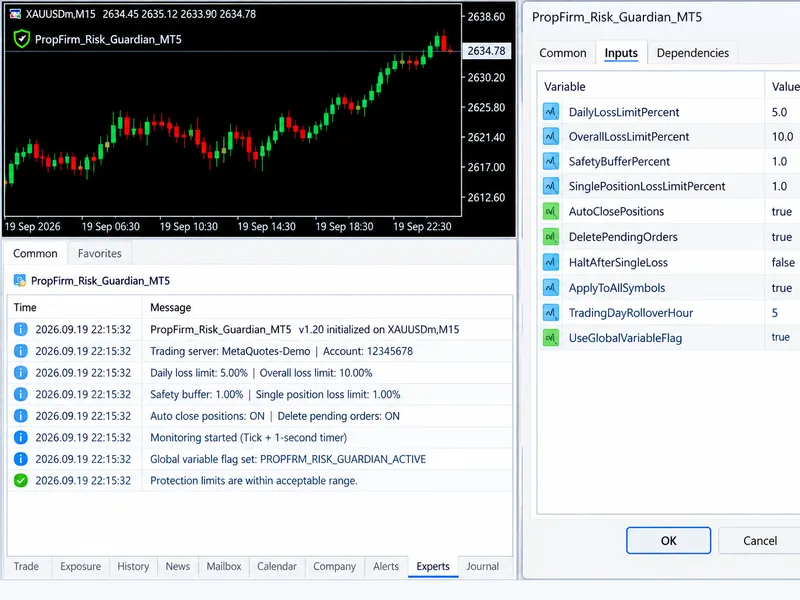 Prop Firm Risk Guardian MT5: Account-Wide Risk Protection EA expert MT5