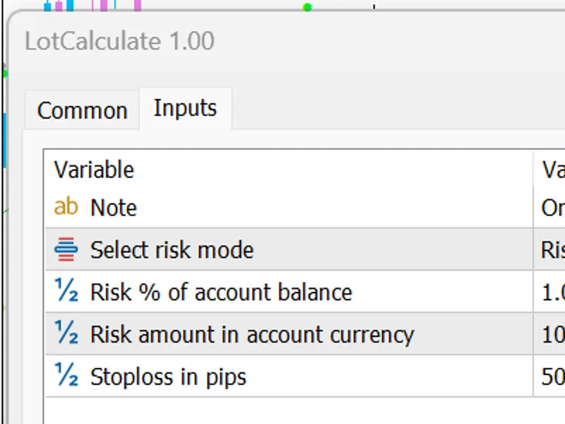 Lot Size Calculation script MT5