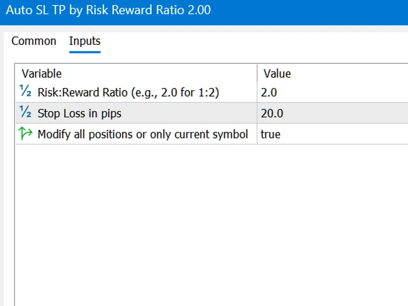 Auto SL TP by Risk Reward Ratio script MT5