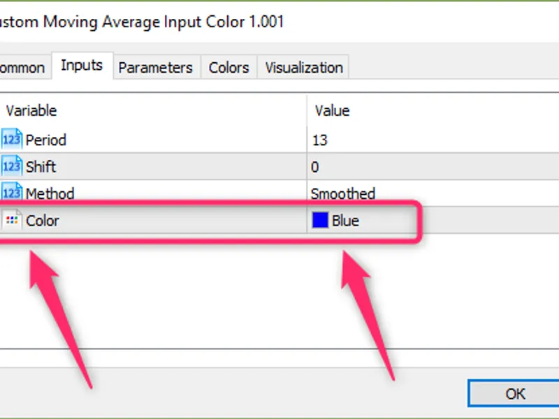 Custom Moving Average Input Color