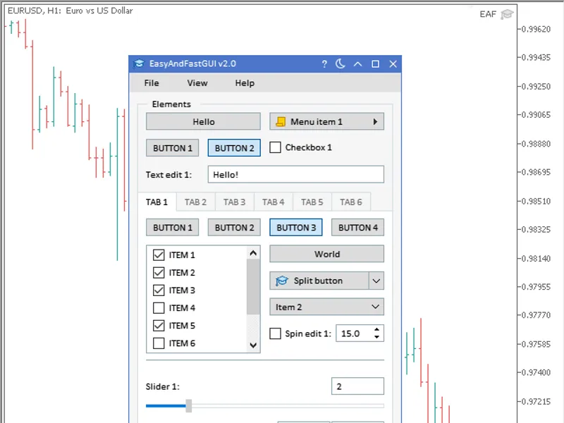 Easy And Fast GU I library for creating graphical interfaces library MT5