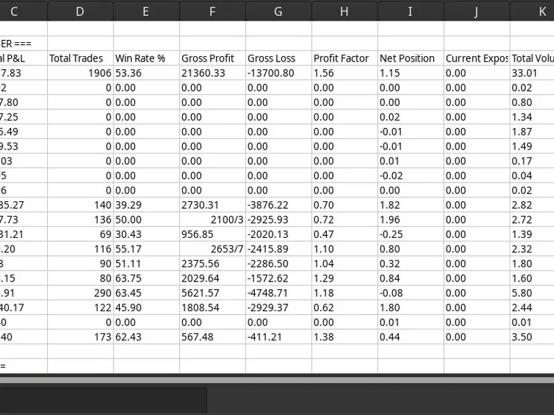 Report by Magic and currency MT5 indicator for account PN L and trade statistics exported to CS V script MT5