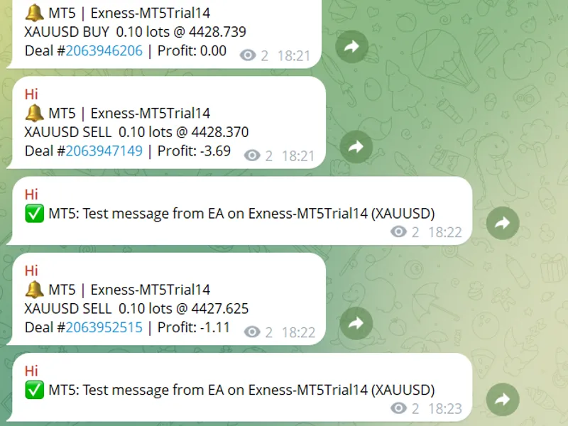 MT5 Telegram Trade Notifier (Bot AP I) — Deal Alerts