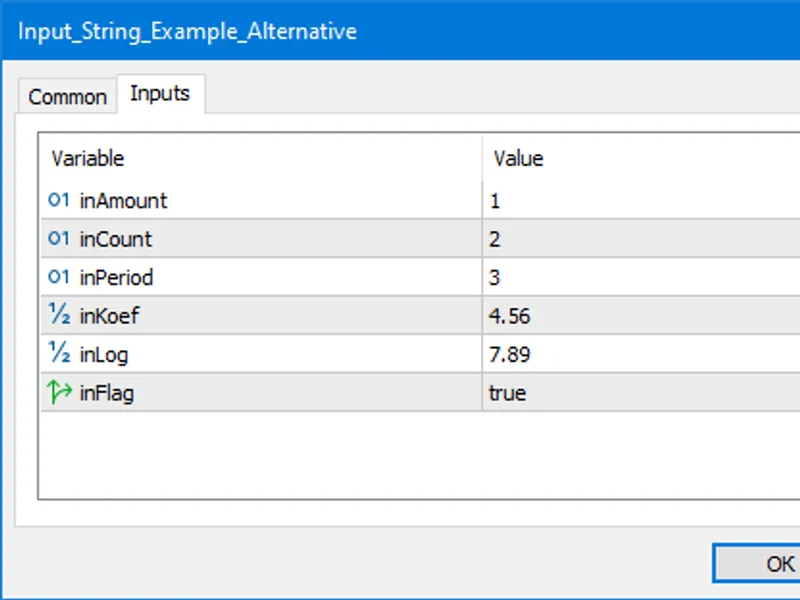 Input Struct library MT5