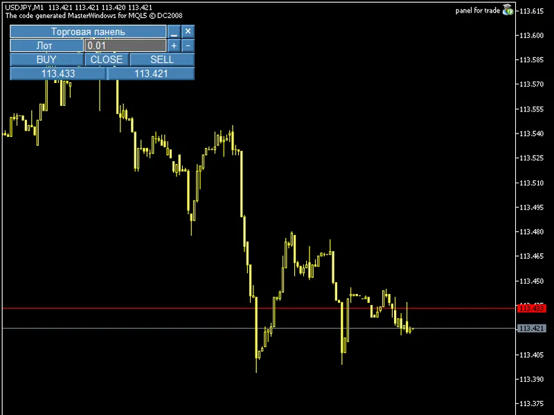 Trade panel from Master Windows