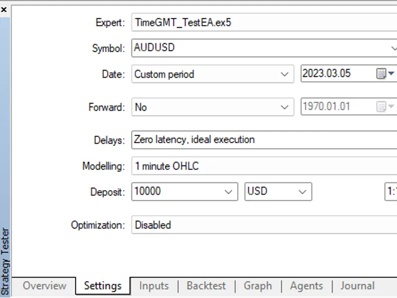 Time GM T library for the strategy tester library MT5