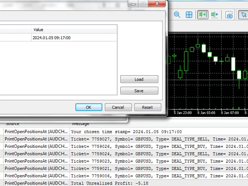 Calculate unrealized profit(s) at a specific time in history