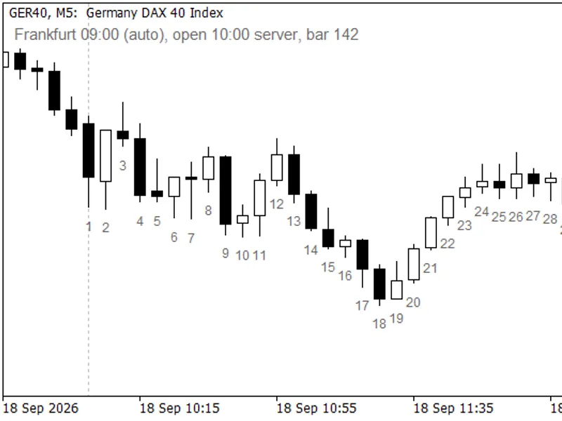 Session Candle Counter: DST-Aware Candle Numbering from Session Open Metatrader 5 indicator