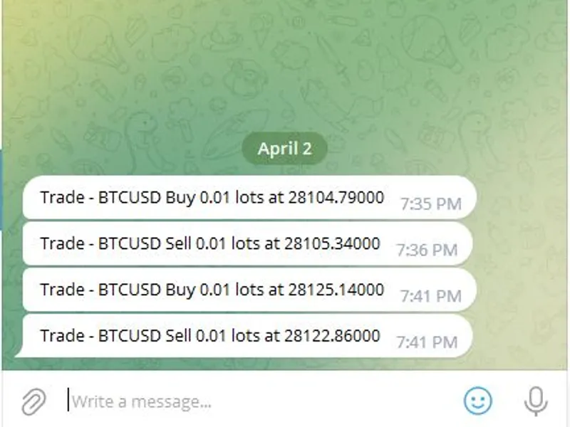 send a trade position to telegram channel script MT5