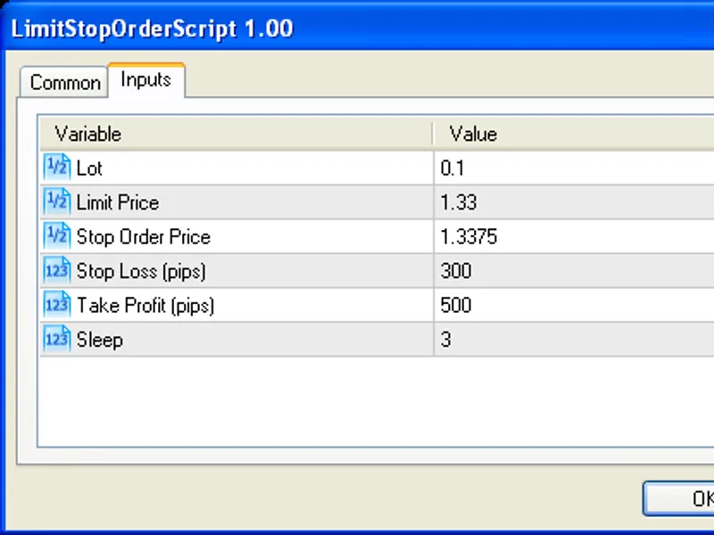 Limit Stop Order Script script MT5