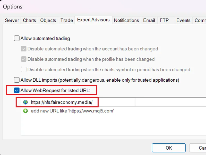 Expert Advisor required to fetch news data for the FF C Calendar indicator