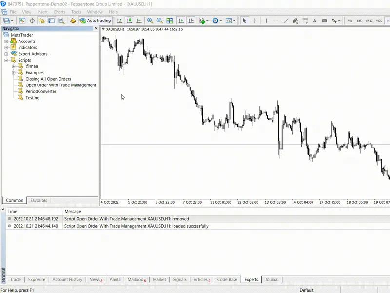 Open Order With Trade Management