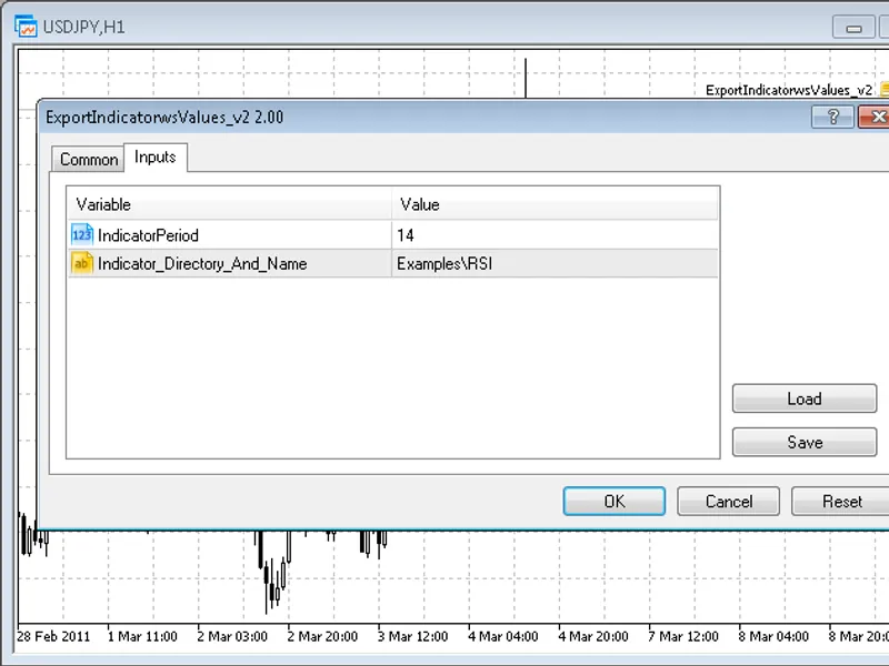 Export Indicator's Values script MT5
